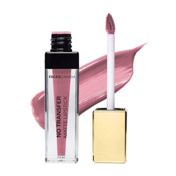FACESCANADA No Transfer Matte Liquid Lip Color, Mask Proof, Transfer Proof, Lasts all day, Enriched with Chamomile Oil, Highly pigmented, One Stroke Color, Pink nude Lip Color, Streakster 3.5 ml