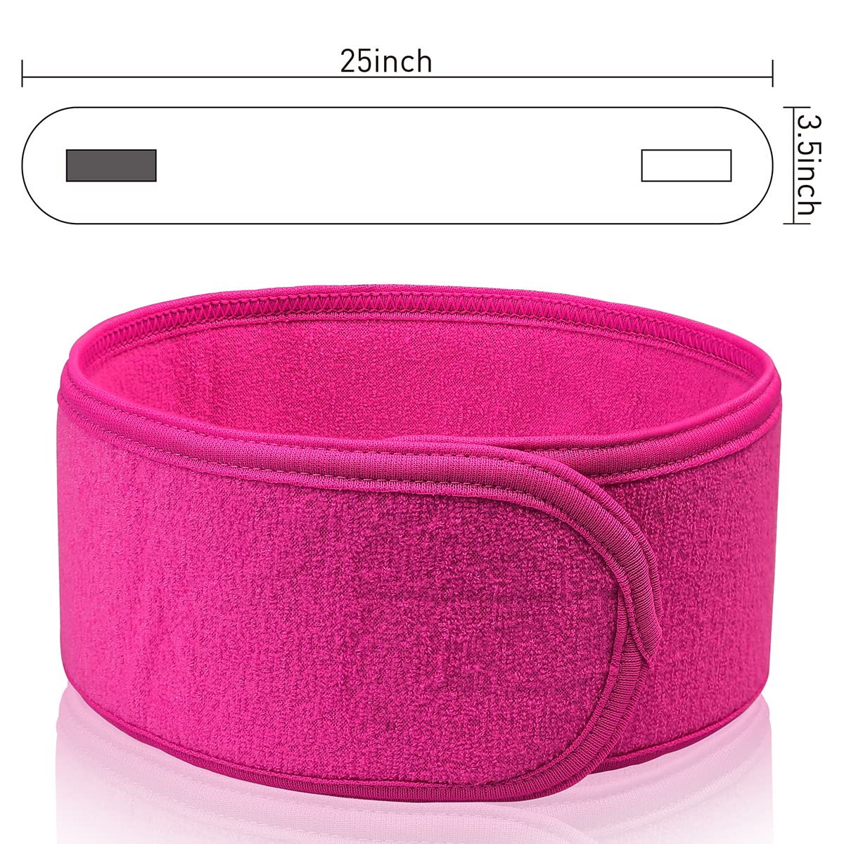 3 Pack Makeup Headband, Denfany Ultra Soft Adjustable Spa Facial Headbands Terry Cloth Stretch Make Up Wrap for Face Washing, Bathing, Showers (Rose Red)