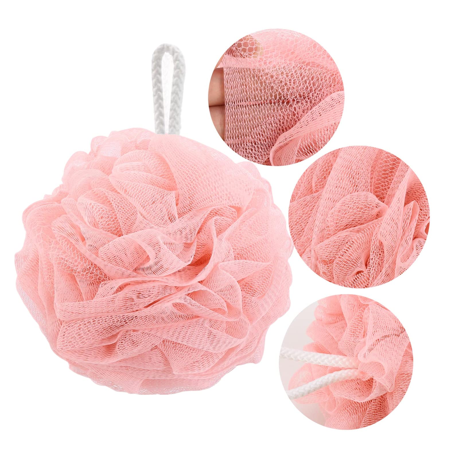 BTYMS 4 Pieces Shower Loofahs Bath Sponges 60g/pcs Mesh Puffs Body Scrub Luffas Bath Scrunchies for Shower Exfoliate