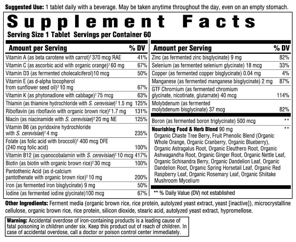 Innate Response Formulas Women's One Daily - Daily Multivitamin for Women - Supports Optimal Health and Well-Being - Vegetarian, Non-GMO, and Kosher - Made Without 9 Food Allergens - 60 Tablets