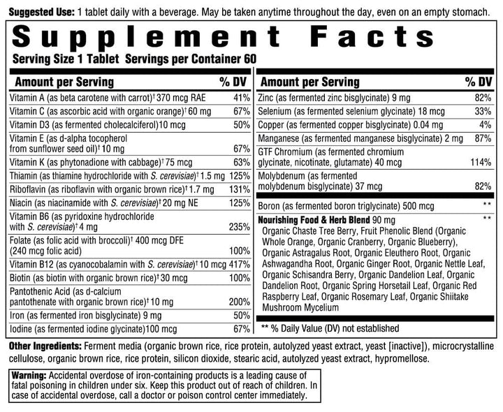 Innate Response Formulas Women's One Daily - Daily Multivitamin for Women - Supports Optimal Health and Well-Being - Vegetarian, Non-GMO, and Kosher - Made Without 9 Food Allergens - 60 Tablets