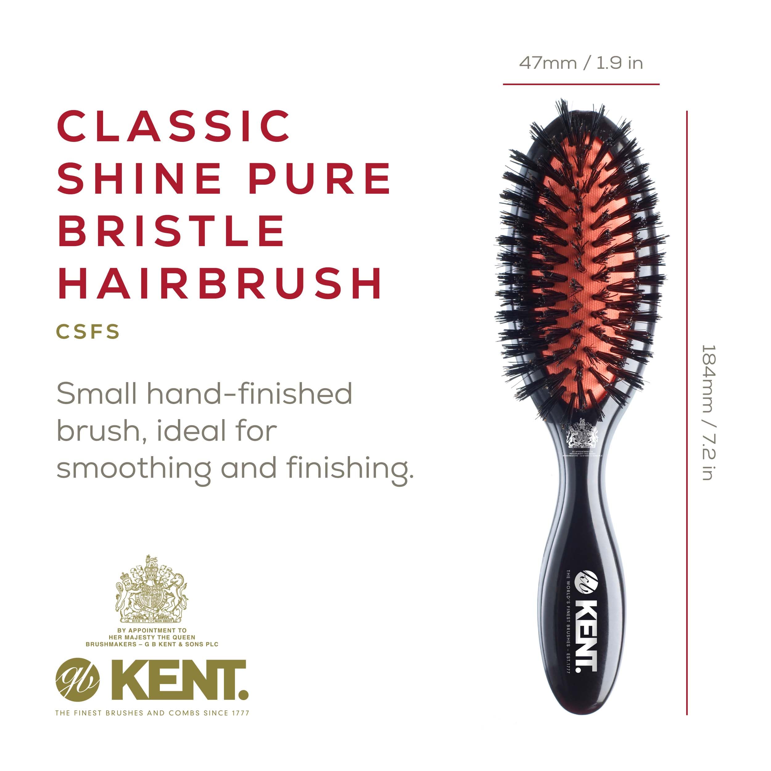 Kent Midnight Ruby Finish Pure Brislte Handbag Brush, Black