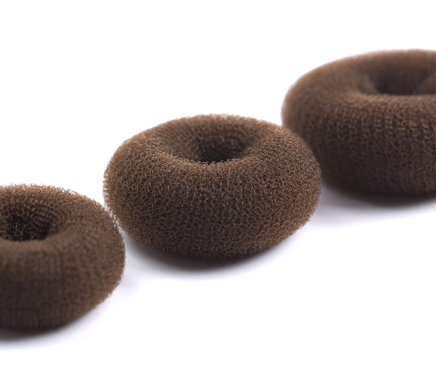 AJOY 3 Pieces Bun Maker Hair Donut, Doughnut Bun Shaper for Chignon or Long Hair (Brown, Small Medium Large)
