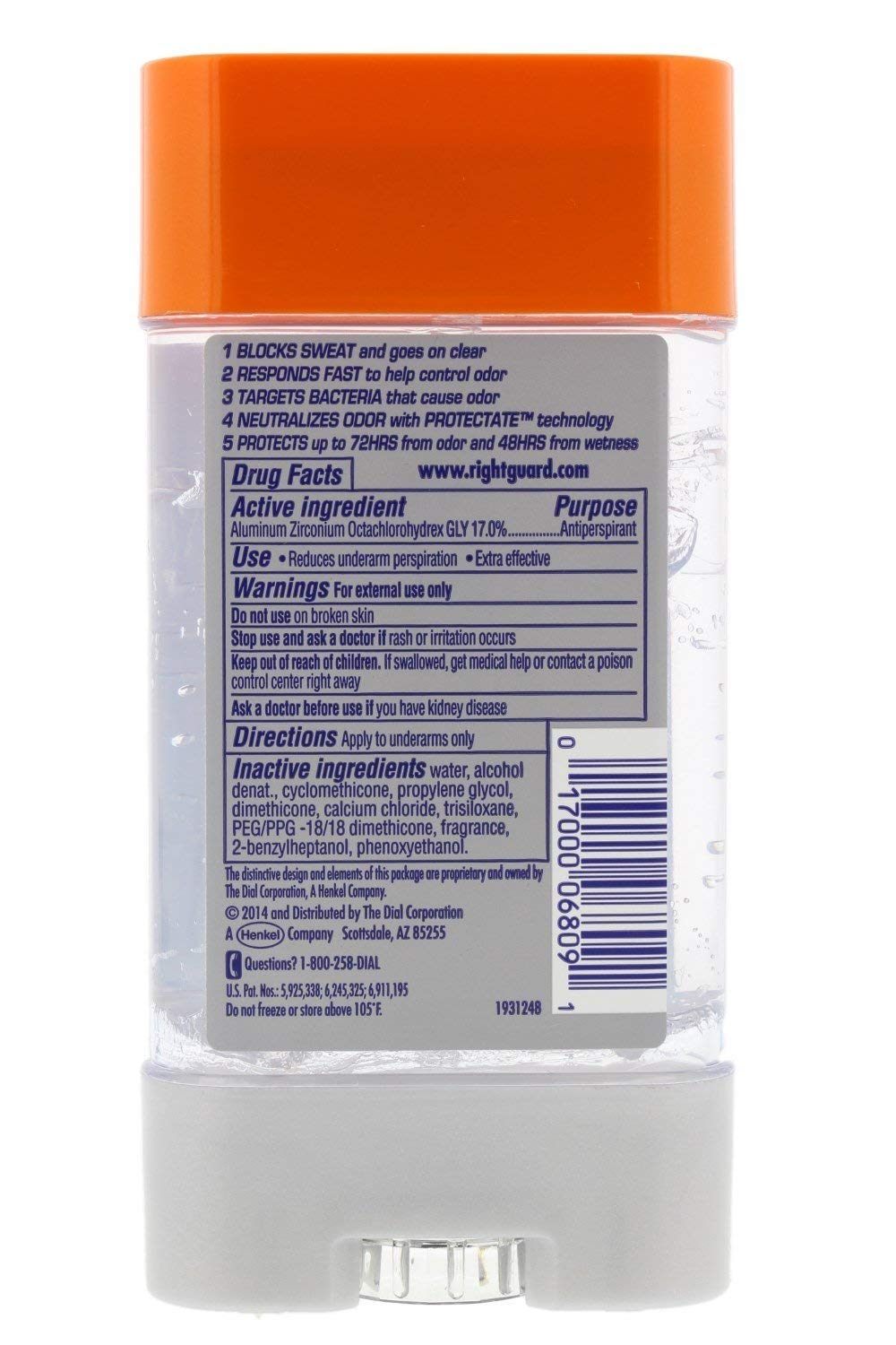 Right Guard Total Defense 5 Power Gel, Antiperspirant and Deodorant, Artic Refresh 4 Ounce 4 PK