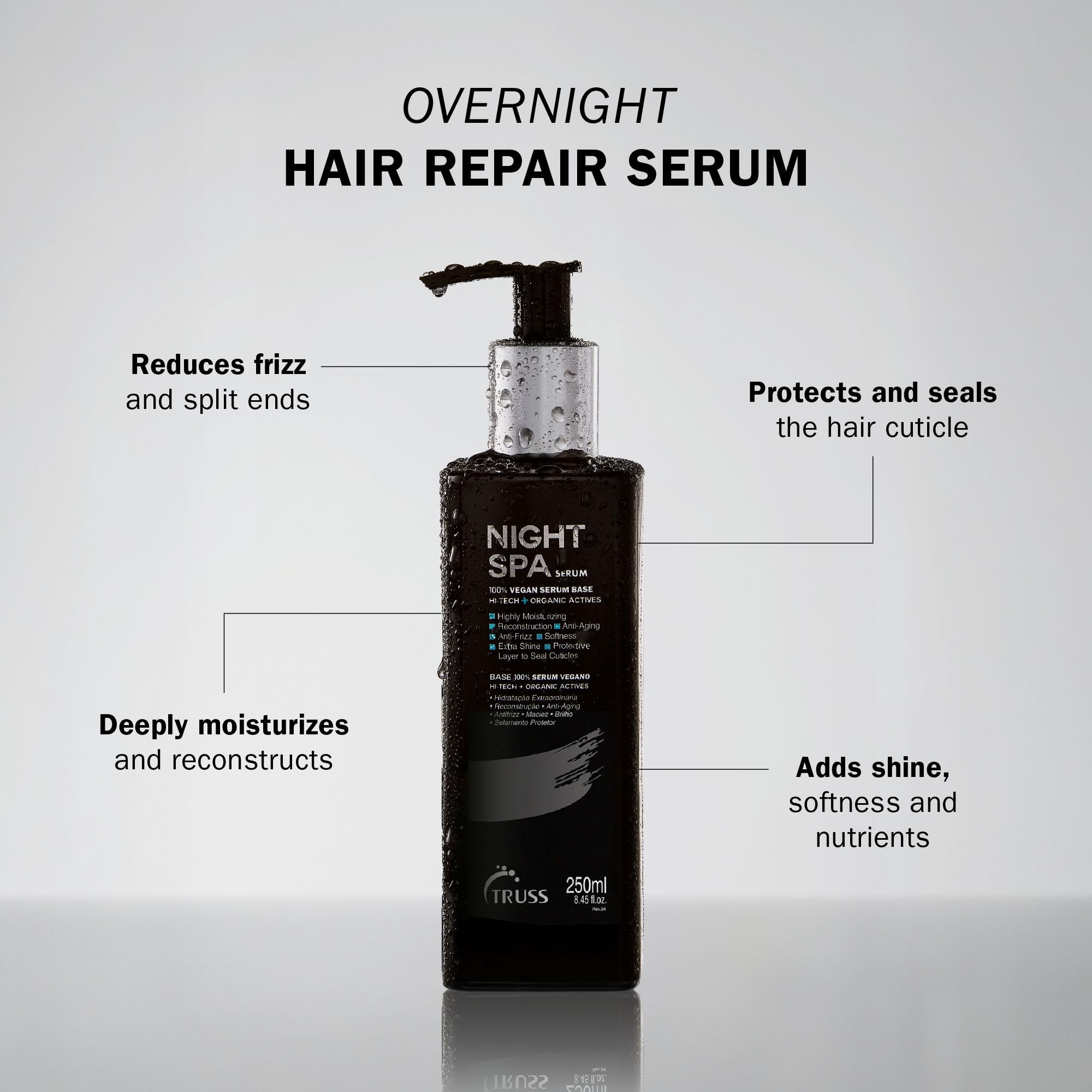 Truss Night Spa Serum, Overnight Hair Treatment, 250 ml/8.45 oz