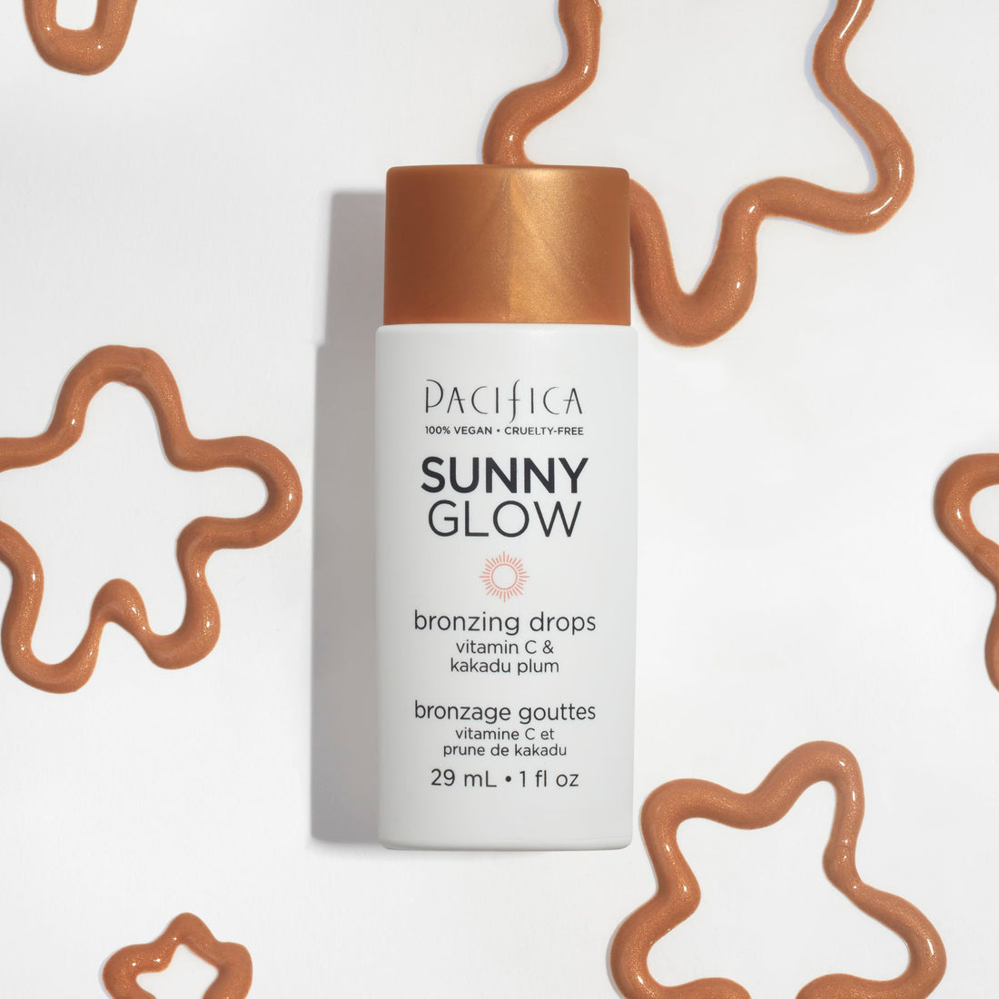 Pacifica Sunny Glow Liquid Face Bronzer Drops - Face Makeup Bronzing For Face & Cheeks for Instant Sun-Kissed Glow - Vitamin C & Glycolic Acid Infused Liquid Bronzer Illuminating Highlighting Clean