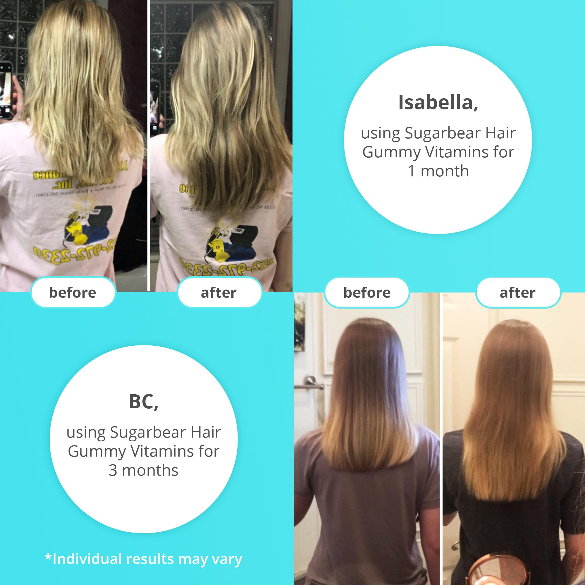 Sugarbear Hair Vitamin Gummy 1 Month Supply Extra Strength Biotin 6000mcg, Growth for Men & Women, Vegan Vitamin B12, MSM, Inositol, Omega 3, Elderberry, Certified Kosher, Halal, Cruelty-Free