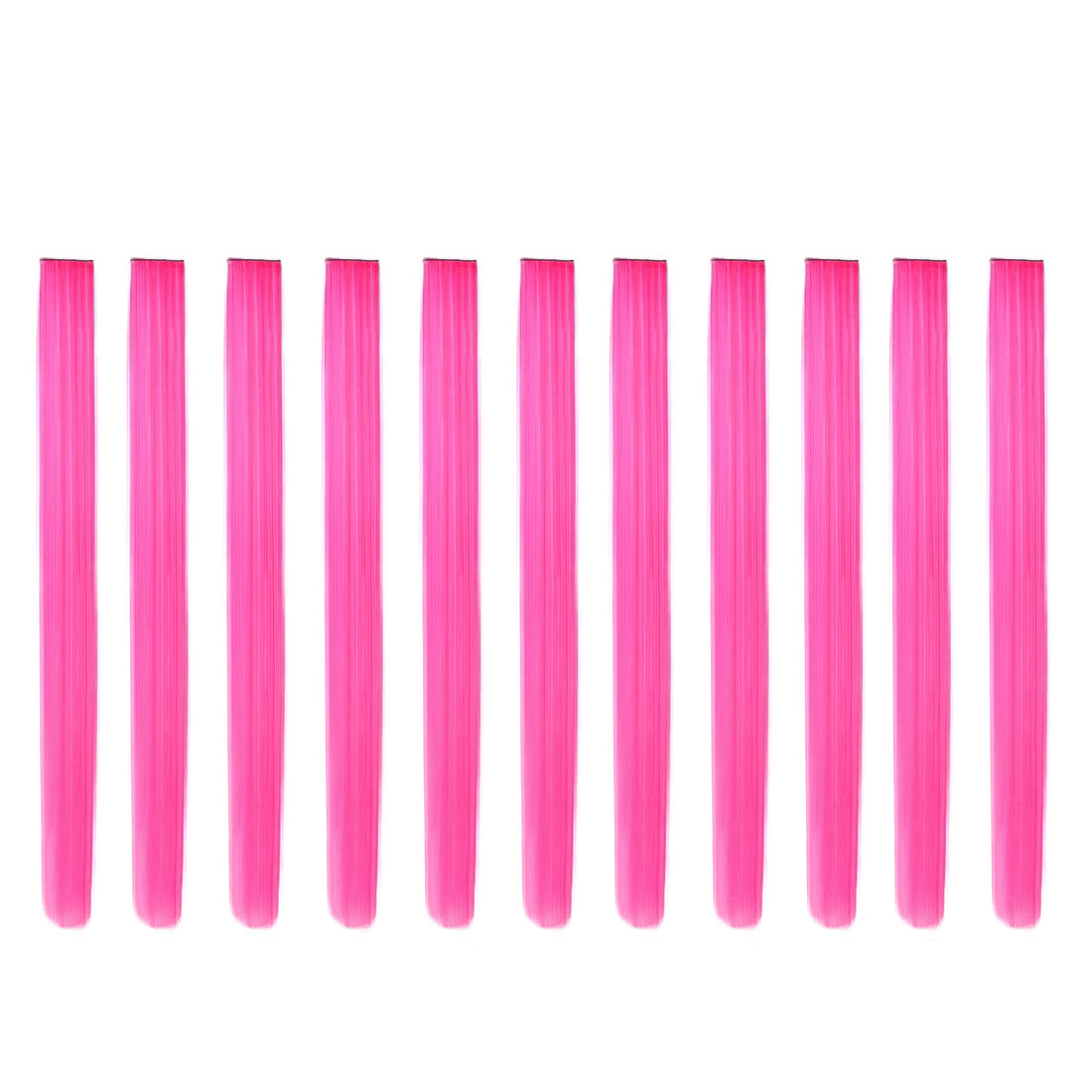 Beaute Galleria - Bundle 11pcs Single Color 21 Inches Straight Party Highlights Clip In Synthetic Hair Extensions Cosplay Comic Con Halloween Costume (Pink)