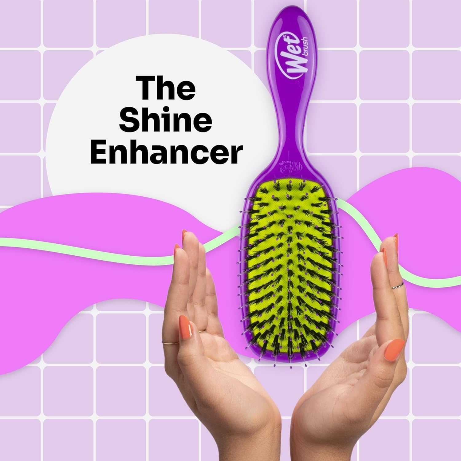 Wet Brush Shine Enhancer Hair Brush, Purple - Exclusive Ultra-soft IntelliFlex Bristles - Natural Boar Bristles Leave Hair Shiny And Smooth For All Hair Types - For Women, Men, Wet And Dry Hair