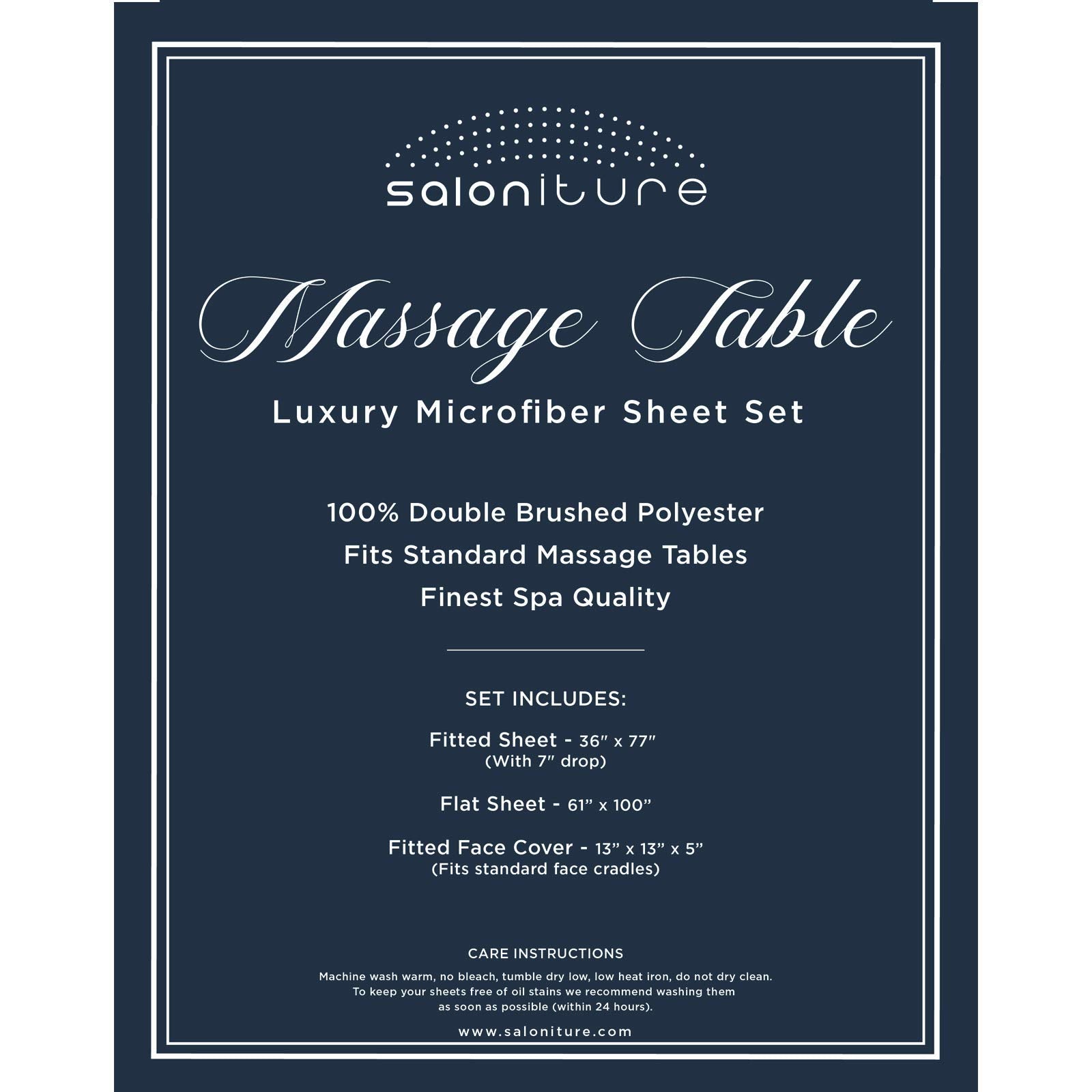 Saloniture 3-Piece Microfiber Massage Table Sheet Set - Premium Facial Bed Cover - Includes Flat and Fitted Sheets with Face Cradle Cover - Black