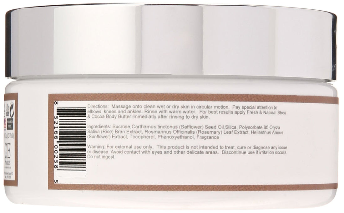 Fresh & Natural Skin Care Sugar Scrub, Coconut Vanilla, 8 Ounce