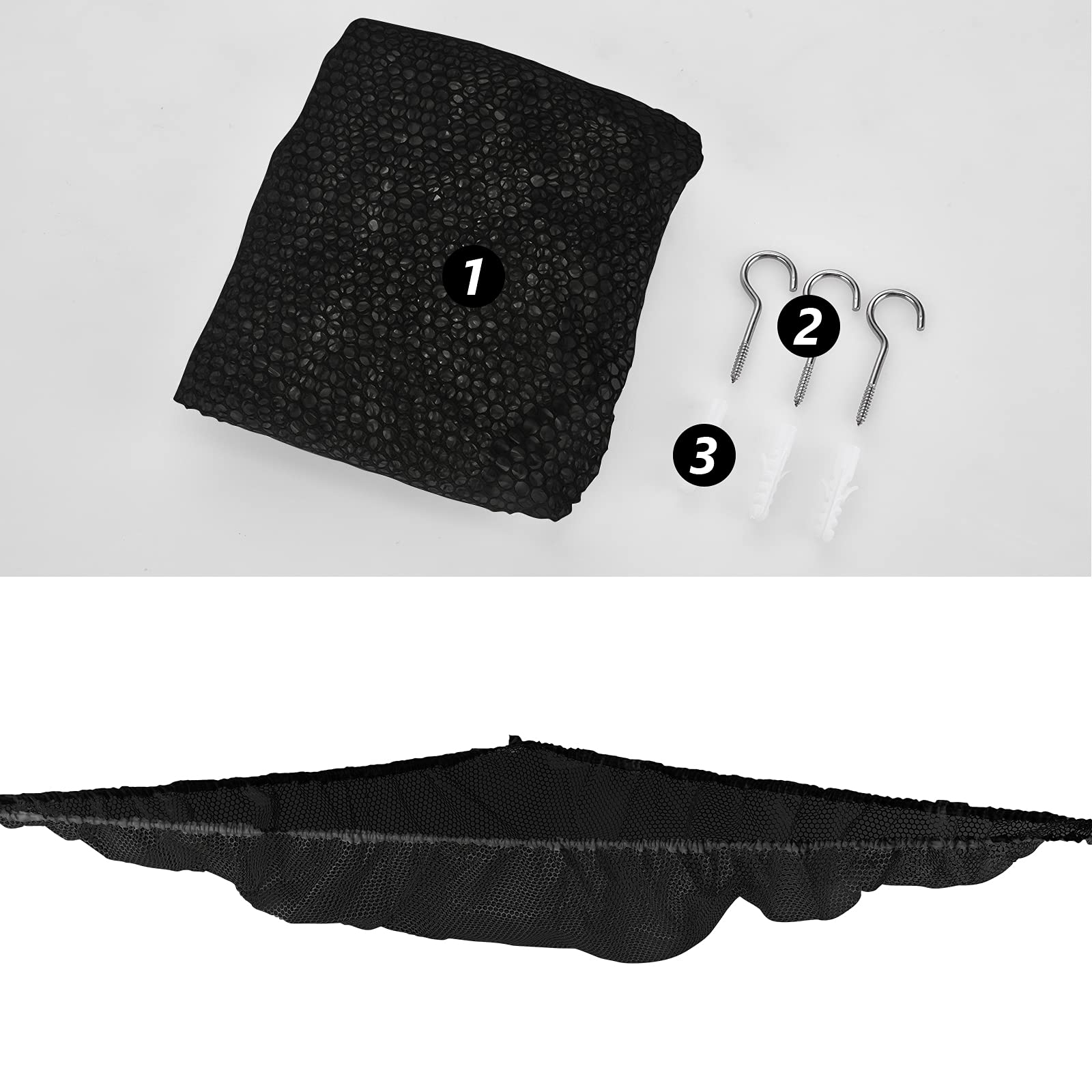 KOHUIJOO Stuffed Animal Net or Hammock, Stuffed Animal Net, Jumbo Toy Net Hammock for Stuffed Animals Wall Sling Corner Extra Large Kids Children Mesh Toy Net Organizer (Black 2 Pack, 83 Inch)