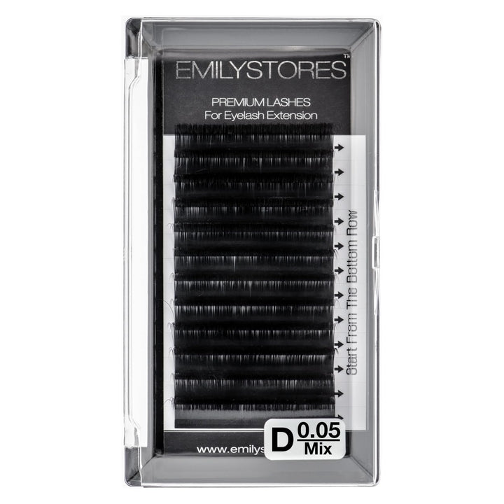 EMILYSTORES 0.05mm Thickness D Curl 8-14mm Mixed Length Lashes Silk Mink Eyelashes For Eyelash Extensions Assort Mixed Sizes One Tray
