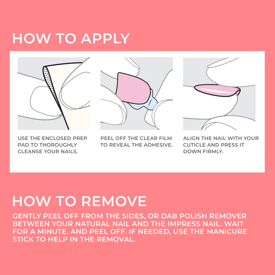 KISS imPRESS No Glue Mani Press On Nails, Color, 'Pretty Pink', Pink, Short Size, Squoval Shape, Includes 30 Nails, Prep Pad, Instructions Sheet, 1 Manicure Stick, 1 Mini File