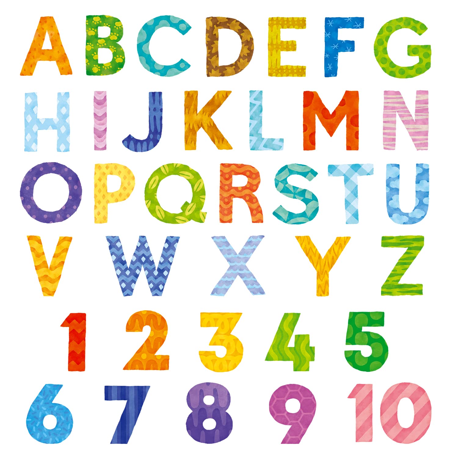 DECOWALL DS9-4003 Uppercase Alphabet Letter Numbers Kids Wall Stickers Wall Decals Peel and Stick Removable Wall Stickers for Kids Nursery Bedroom Living Room
