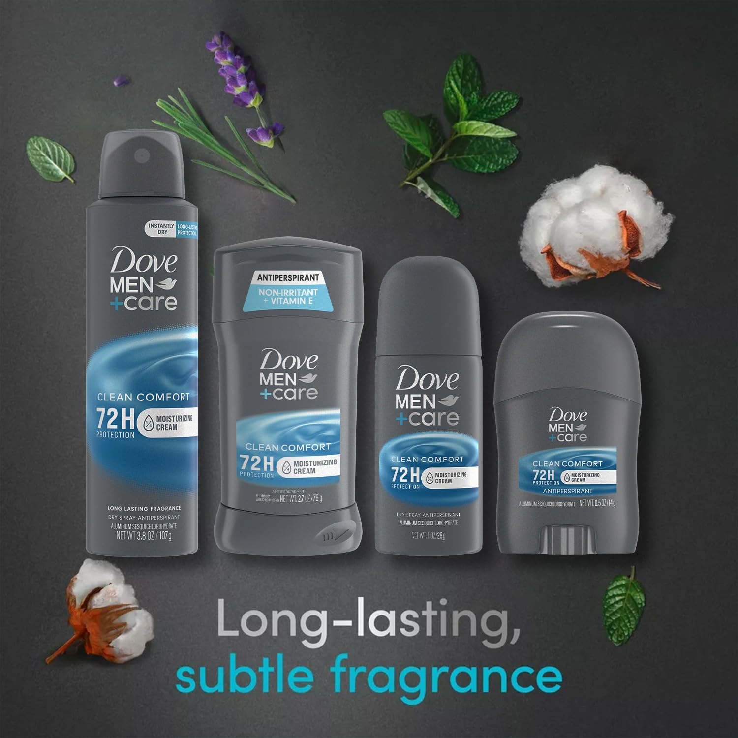 Dove Men + Care Clean Comfort Antiperspirants –Men’s Antiperspirant Spray + Stick, Full and Travel-Size Sets, 72H Protection (4 Piece Set)