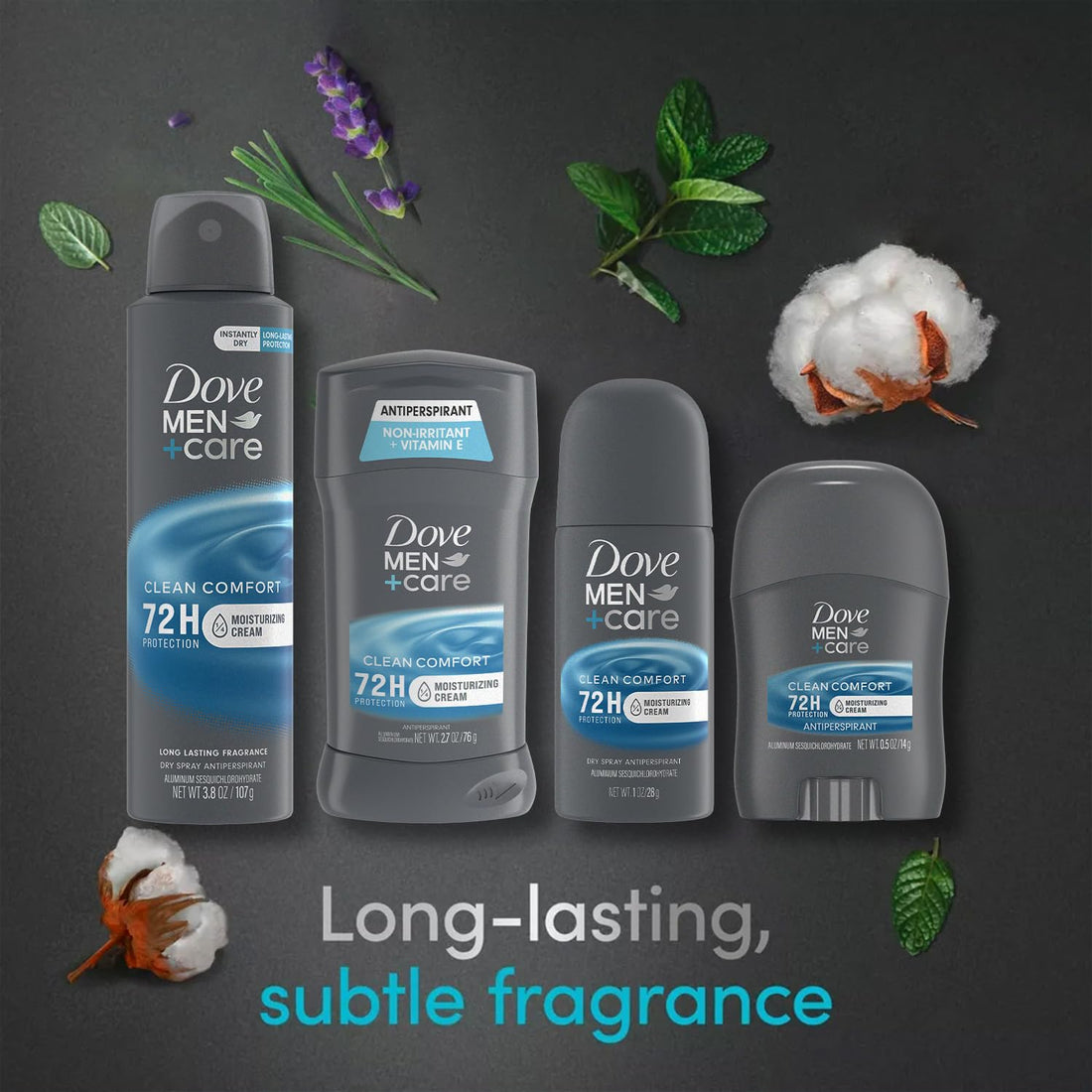 Dove Men + Care Clean Comfort Antiperspirants –Men’s Antiperspirant Spray + Stick, Full and Travel-Size Sets, 72H Protection (4 Piece Set)