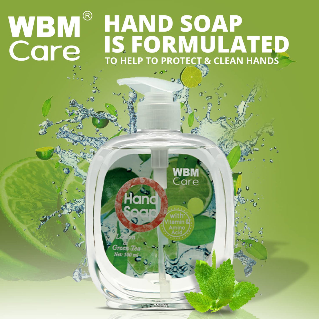 WBM Care Gift Set Hand Wash | Lemon & Green, Sandalwood & Jasmine, Lavender & Almond, Tea Tree & Rosemary | 4 in 1