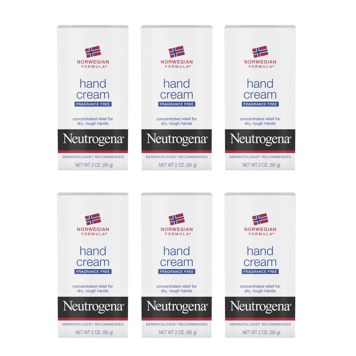 Neutrogena Norwegian Formula Moisturizing Hand Cream Formulated with Glycerin for Dry, Rough Hands, Fragrance-Free Intensive Hand Lotion, 2 oz, 6 Pack