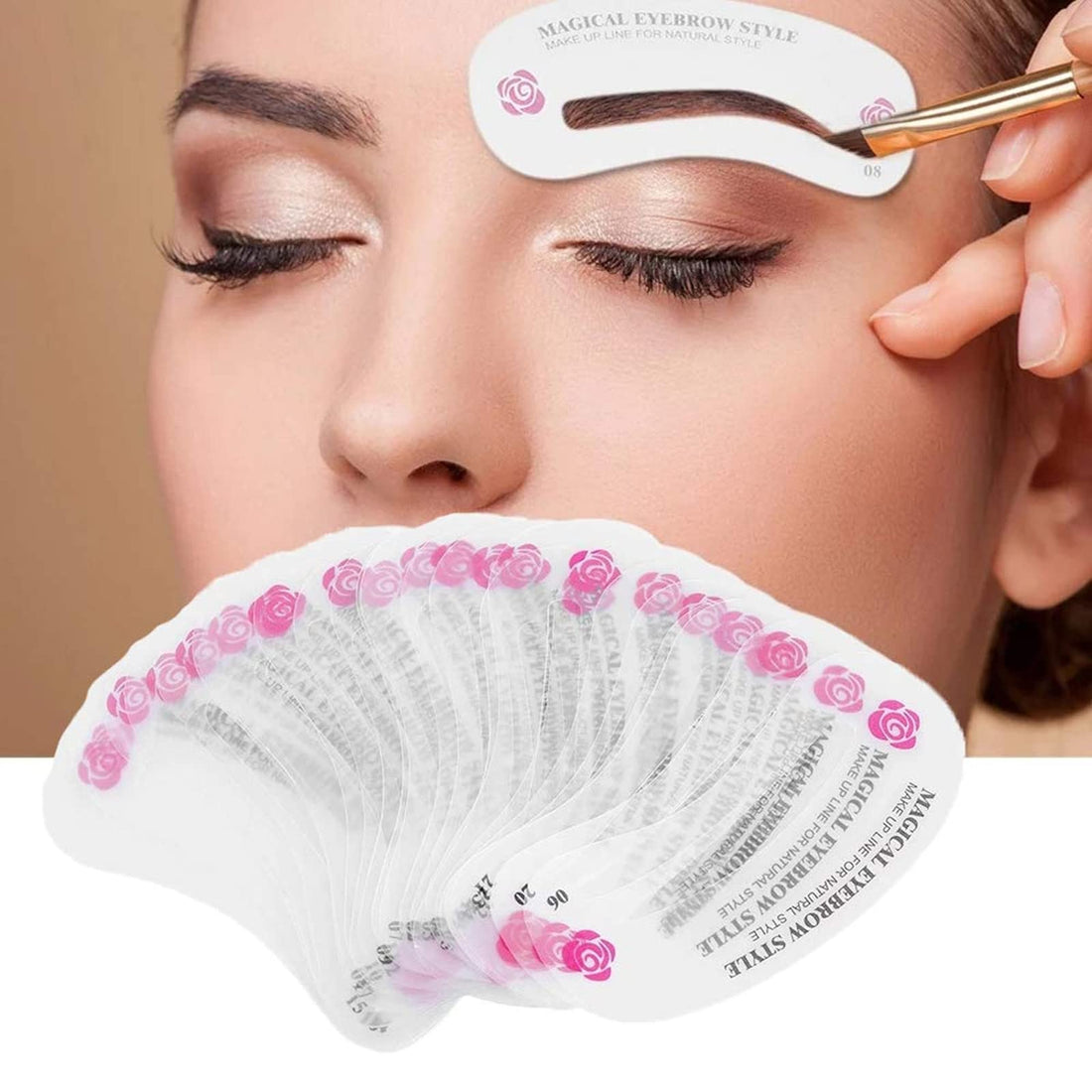 24 PCS Different Styles Eyebrow Shaping Stencils, Kalolary Eyebrow Grooming Stencil Kit Shaping Templates DIY Tools