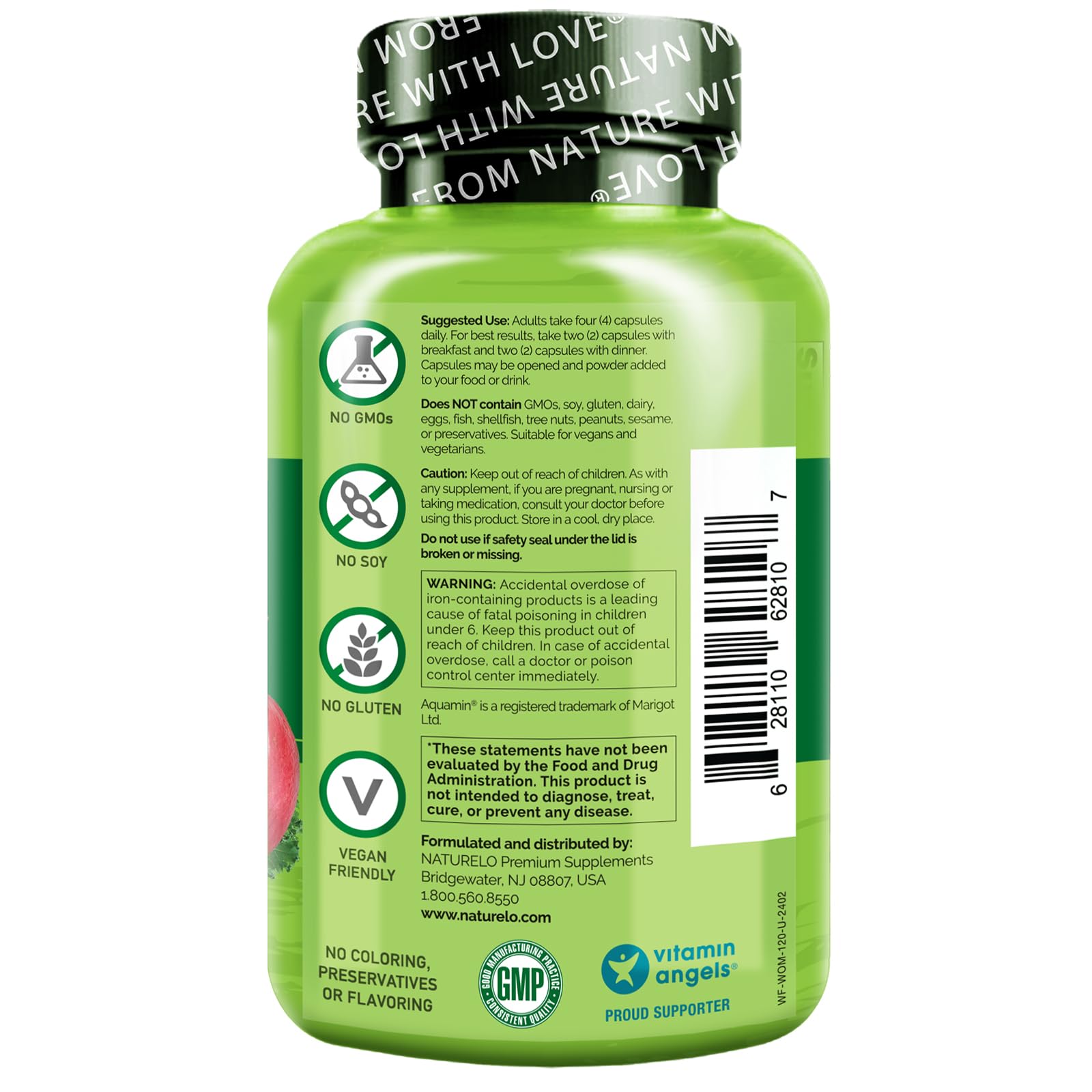 NATURELO Whole Food Multivitamin for Women - with Vitamins, Minerals, & Organic Extracts - Supplement for Energy and Heart Health - Vegan - Non GMO - 120 Capsules