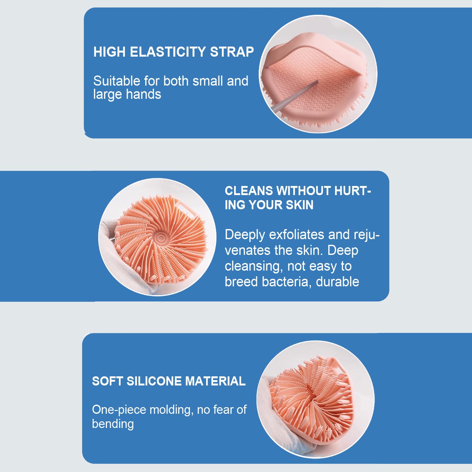 Silicone Body Scrubber, Exfoliating Body Scrubber for Sensitive Skin, Non-Slip Shower Scrubber for Body, Silicone Body Brush for Showering, Charcoal, Effective Showering Exfoliation, Gentle Massage