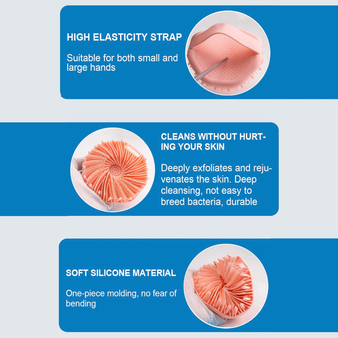 Silicone Body Scrubber, Exfoliating Body Scrubber for Sensitive Skin, Non-Slip Shower Scrubber for Body, Silicone Body Brush for Showering, Charcoal, Effective Showering Exfoliation, Gentle Massage