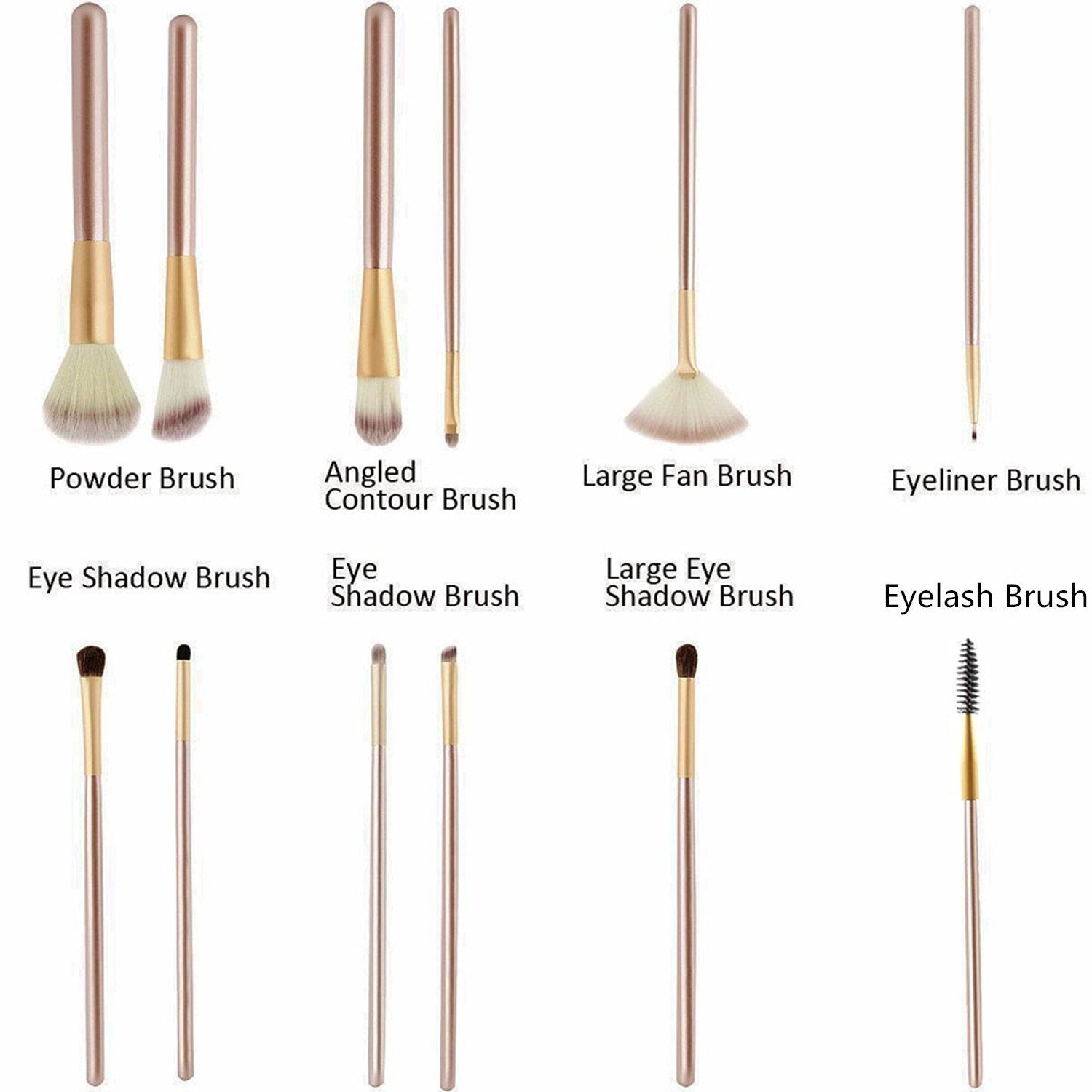 12 Piece Makeup Brushes Set | Horse Hair Professional Kabuki Makeup Brush Set Cosmetics Foundation Makeup Brushes Set Kits With White Cream Colored Case Bag