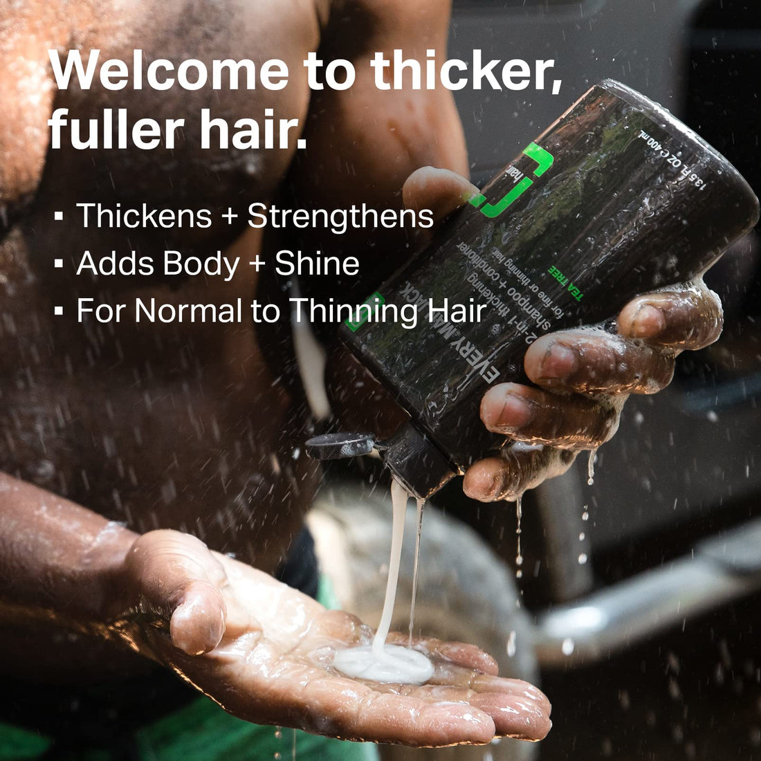 Every Man Jack Tea Tree Mens Thickening 2-in-1 Shampoo + Conditioner - Restore Thickness, Cleanse, and Condition - Made with Naturally Derived Ingredients - Paraben Free, Dye Free