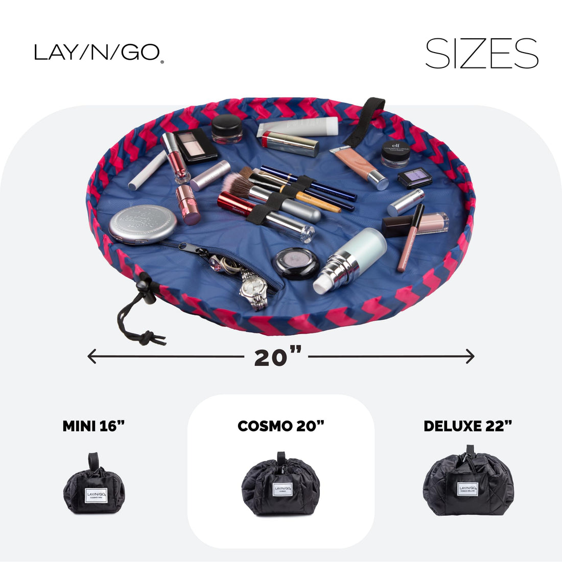 Pink Chevron, 20 : Lay-N-Go Cosmo (20) Cosmetic Bag