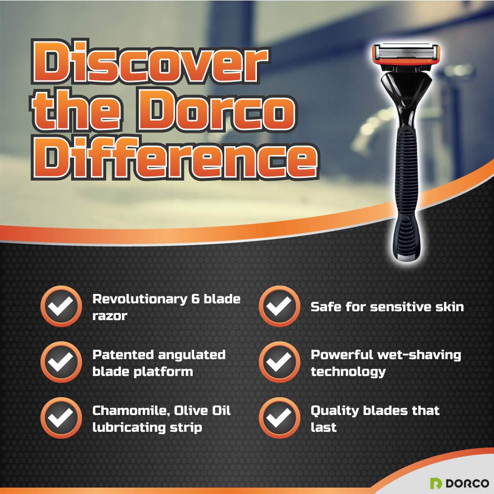 Dorco Pace 6- Six Blade Razor Blade System - Value Pack (10 Pack + 1 Handle)