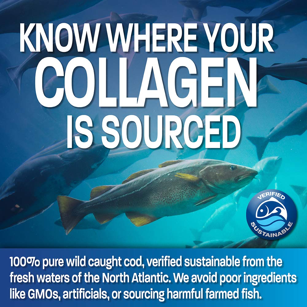 Bronson Marine Collagen Peptides Hydrolyzed Protein Powder 100% Wild Caught Nordic Cod Verified Sustainable Source for Joints Skin Hair Nails & Bones 150g (5.29oz)