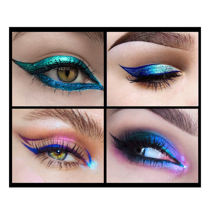 Corleone Glitter Liquid Eyeliner, Metallic Change Color Rainbow Eyeliner Gel MultiColor Highly Pigmented Waterproof Longer-Lasting Colorful Eye Liner Gift Kit for Women and Girls (A2)