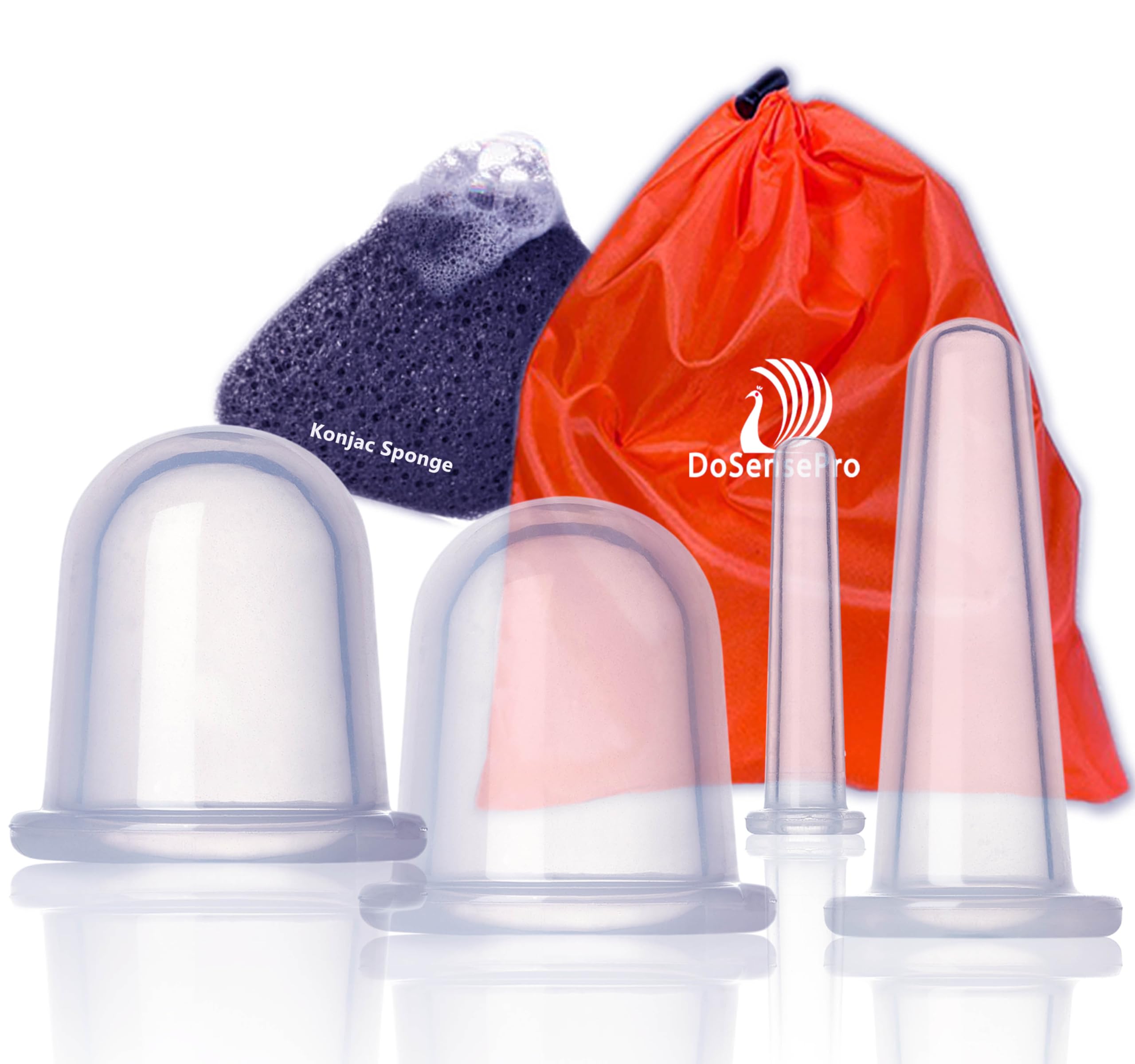 Face Cupping Set, Acupuncture Face and Body Massage Therapy Set By DoSensePro. 4 Chinese Vacuum Cups. Improve Facial, Eyes, Neck Skin, Suitable For Anti-Aging Anti Cellulite Treatment.