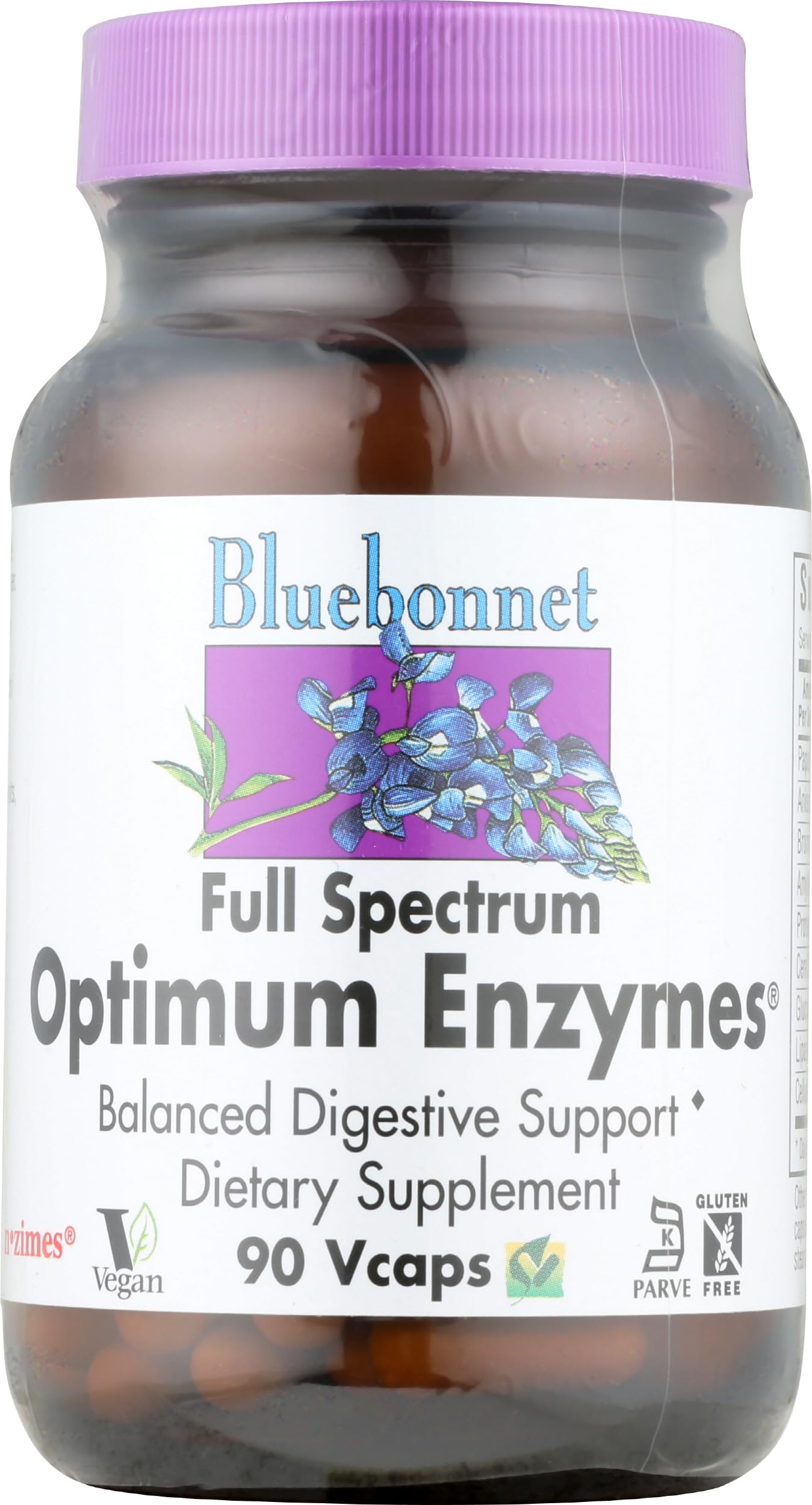 BlueBonnet Full Spectrum Optimum Enzymes Vegetarian Capsules, 90 Count