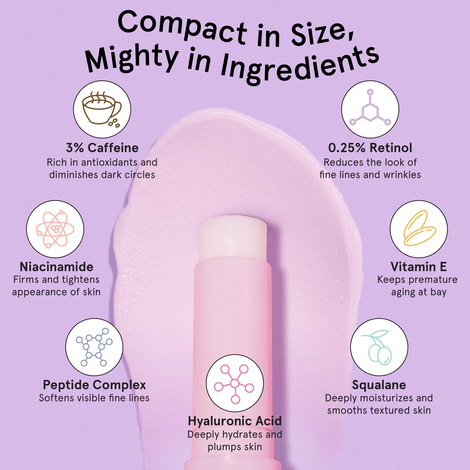 grace & stella Under Eye Brightener Balm Stick - Travel Size Toiletries - Retinol & Caffeine Eye Cream for Dark Circles, Puffiness, Wrinkles - Hydrate and Brighten - Vegan Skincare (0.13oz / 3.5g)