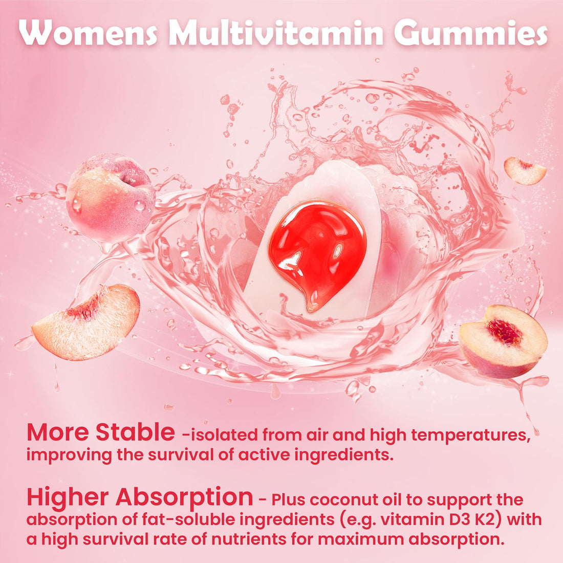 Methylated Multivitamin for Women Gummies with Calcium, Magnesium, Zinc, Vitamin A, C, D3, E, K2, B Complex, Folate, Biotin - Multi Vitamins & Minerals for Energy, Immune Support,and Strengthen Bone