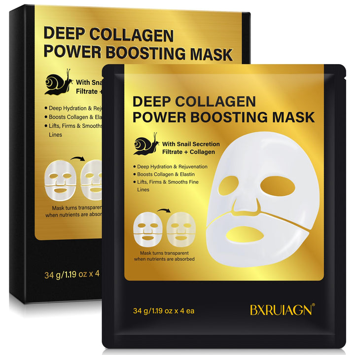 BXRUIAGN Snail Mucin Face Mask,Advanced Snail 96 Mucin Power Essence,Glass Glow Hydrogel Face Masks,Korean Skin Care,Travel Essentials (4pcs)
