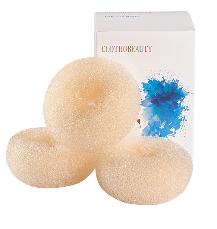 CLOTHOBEAUTY 3 pieces Small Size Kids/Children Hair Bun Donut Maker, Hair Doughnut Shaper, Chignon Hair Donut Buns Maker, Hair Bun maker (3 in. ) (Blonde)