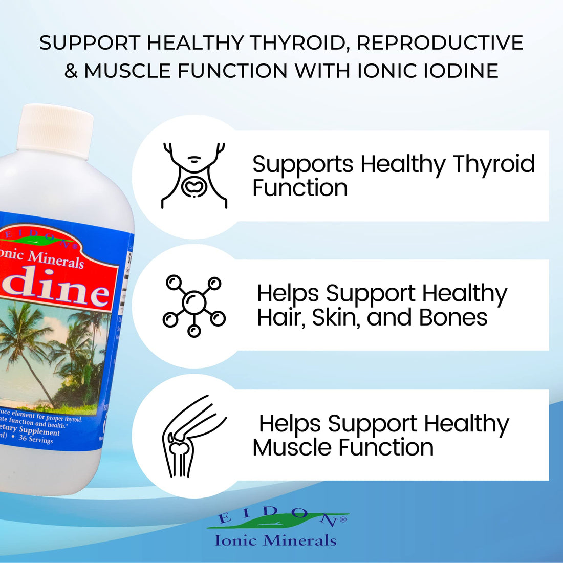 Eidon Ionic Minerals Potassium Iodide Supplement - Liquid Iodine Drops, Supports Energy Levels and Thyroid Health, Bioavailable, No Additives or Preservatives - Potassium Iodide Drops, 18 oz