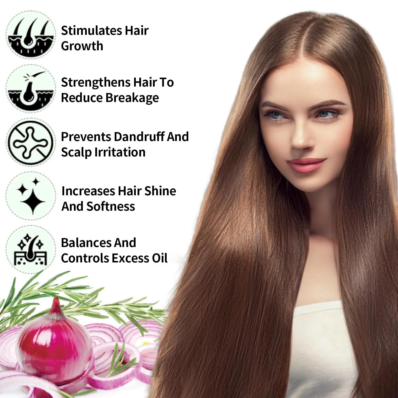 Onion Biotin and Rosemary Shampoo and Treatment Set Shampoo, Conditioner and Treatment for All Hair Types, Pink (248ML*2)