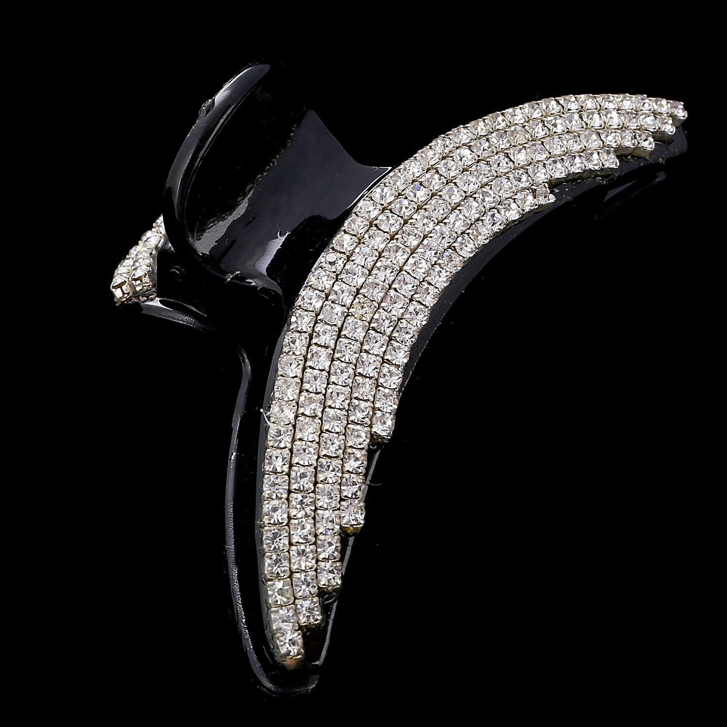 Numblartd Women Lady Girls Exquisite Black Acrylic Full Diamond Rhinestones Plate Hair Jaw Clips Hairpin Large Fancy Bathe Claw Clip for Thick (A)