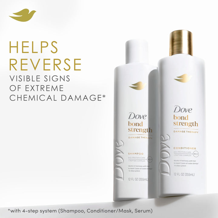 Dove Shampoo Bond Strength for Chemically Damaged Hair with Bio-Protein Care Technology and Peptide Complex 12 Fl Oz