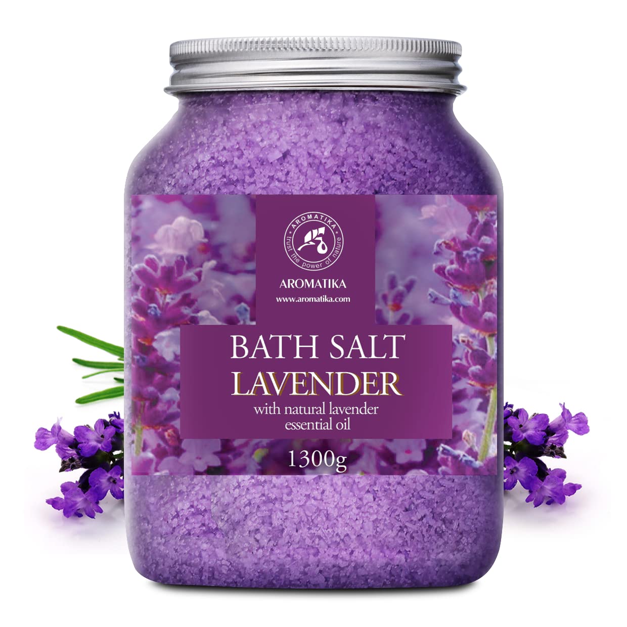 Sea Salt Lavender with Natural Lavender Essential Oil 46 Oz - Lavender Bath Salts - Lavanda Salt 1300g - Best for Good Sleep - Stress Relief - Beauty - Relaxing - Bathing - Body Care