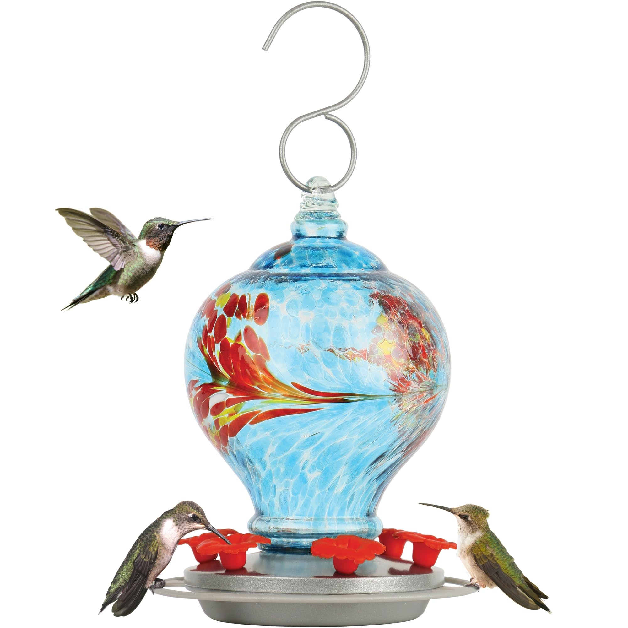 Nature's Way Bird Products Sunny Day AGF3 Hand Blown Artisan Gravity Hummingbird Feeder, 28 Oz