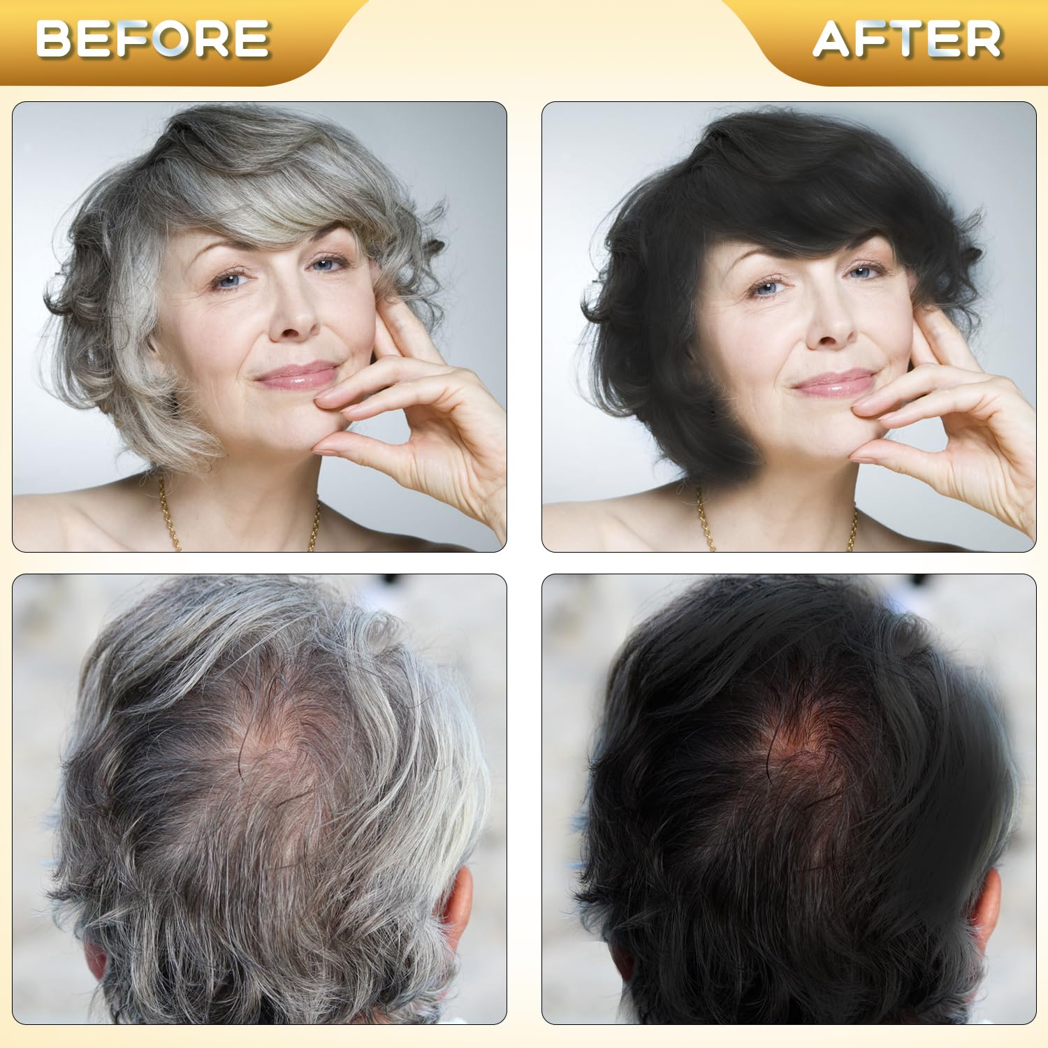 QWXPLD Hair Dye Shampoo 3 in 1, Herbal Ingredients Shampoo Black Hair Dye for Women Men, Grey Coverage Shampoo 16.9Fl Oz (Black)