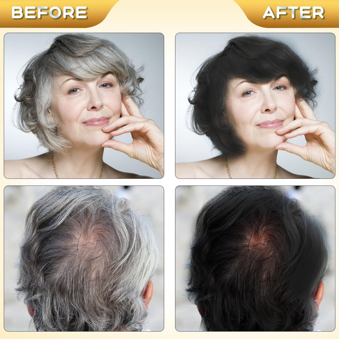 QWXPLD Hair Dye Shampoo 3 in 1, Herbal Ingredients Shampoo Black Hair Dye for Women Men, Grey Coverage Shampoo 16.9Fl Oz (Black)