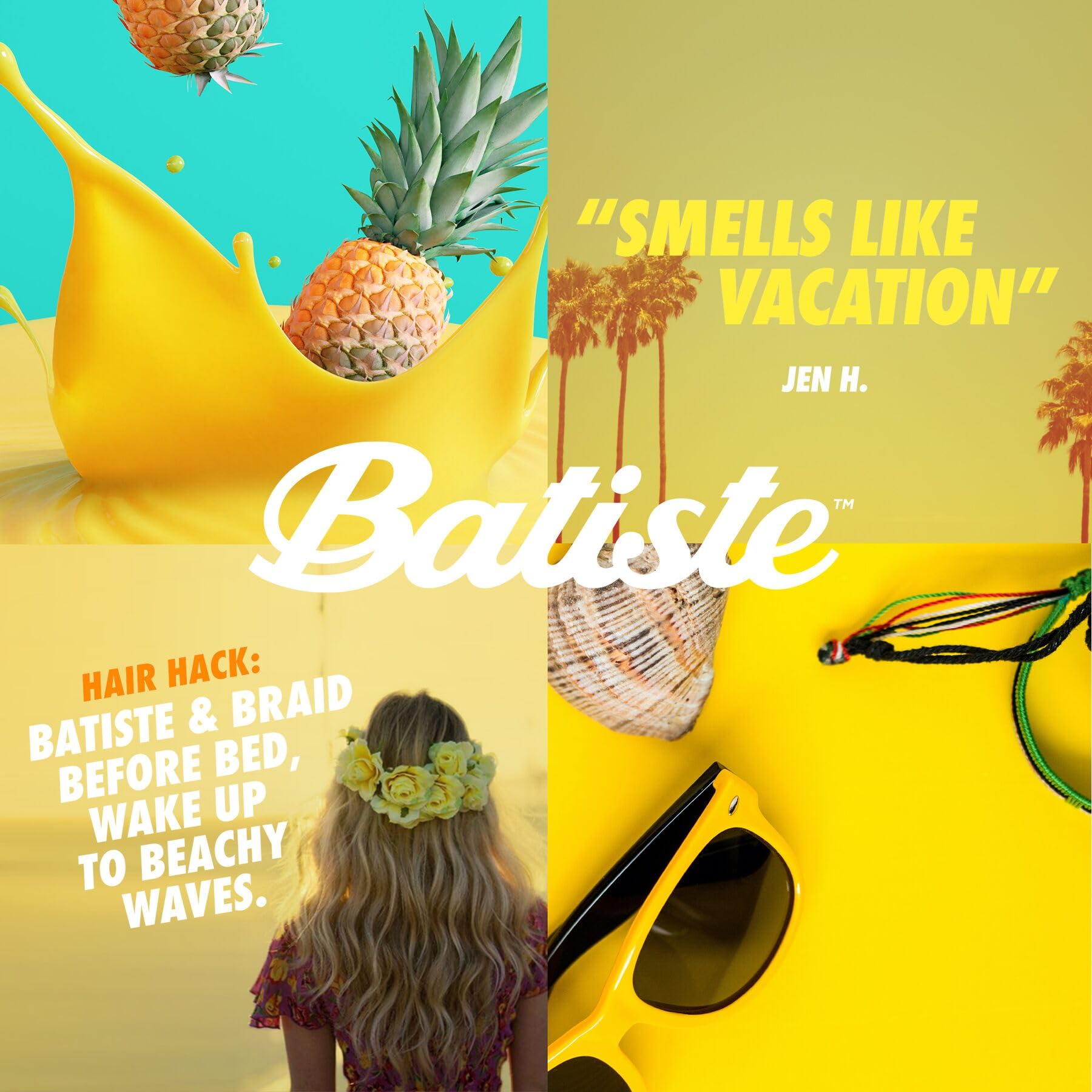 Batiste Tropical Dry Shampoo, Waterless Shampoo, 3.81oz 3 pack