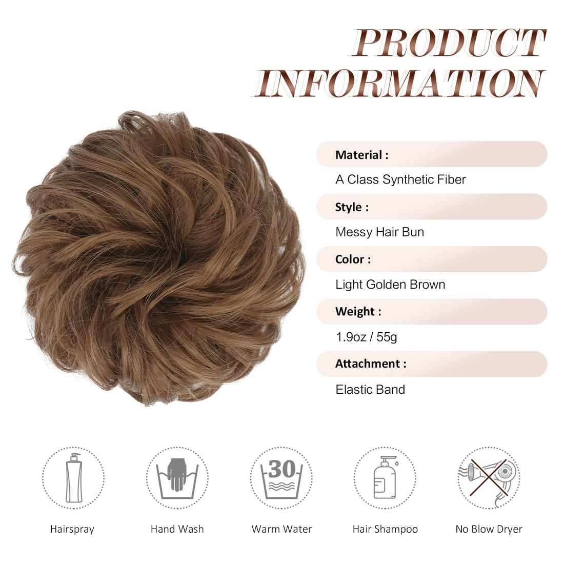 FESHFEN Hair Bun Extensions Messy Curly Hair Scrunchies Hairpieces Synthetic Donut Updo Hair Pieces for Women Girls