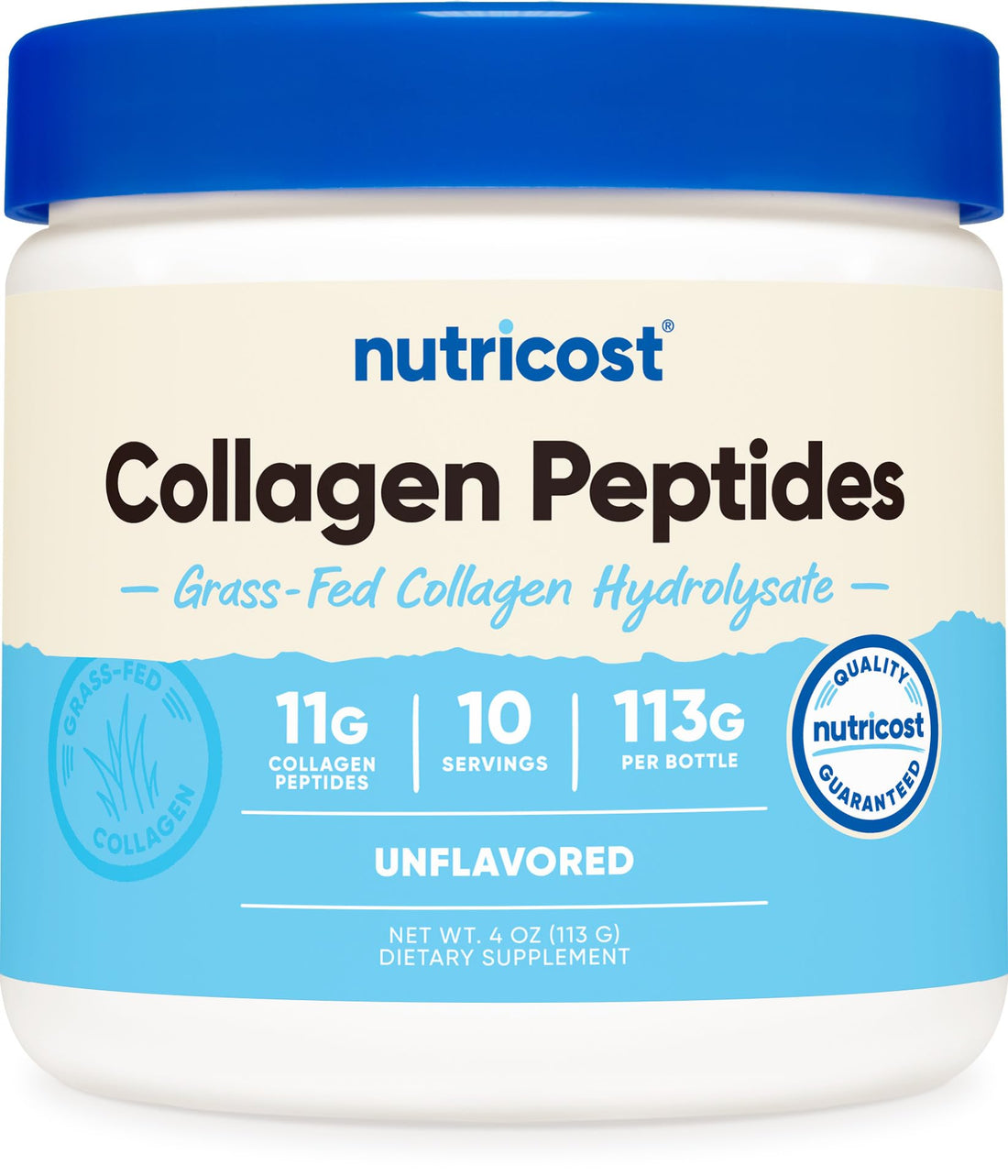 Nutricost Grass-Fed Collagen Powder 4 oz (Unflavored) Type I, Type III Collagen - Gluten Free and Non-GMO
